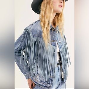 Free people fringe denim jacket